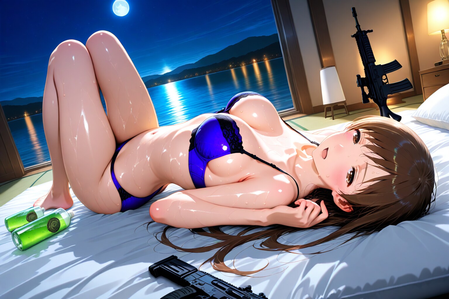 新田さんと夜の湖畔で