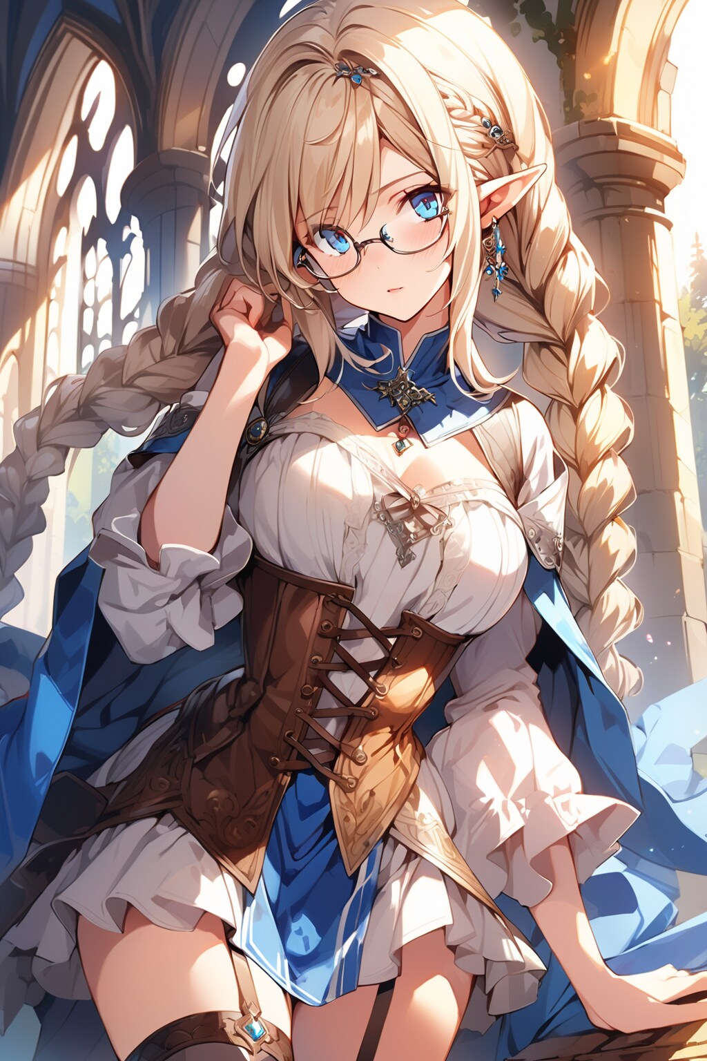 眼鏡三つ編みエルフちゃん | の人気AIイラスト・グラビア