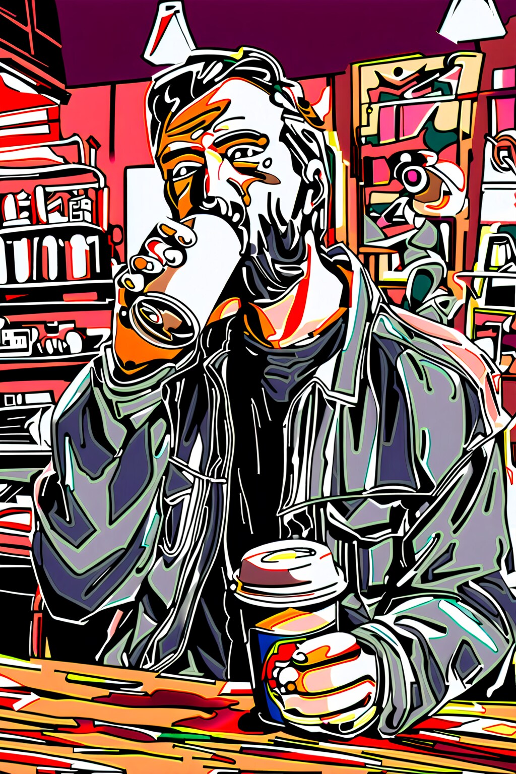A man drinking Mount Rainier coffee | の人気AIイラスト・グラビア