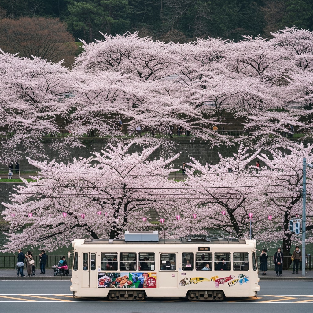 桜と路面電車 | の人気AIイラスト・グラビア