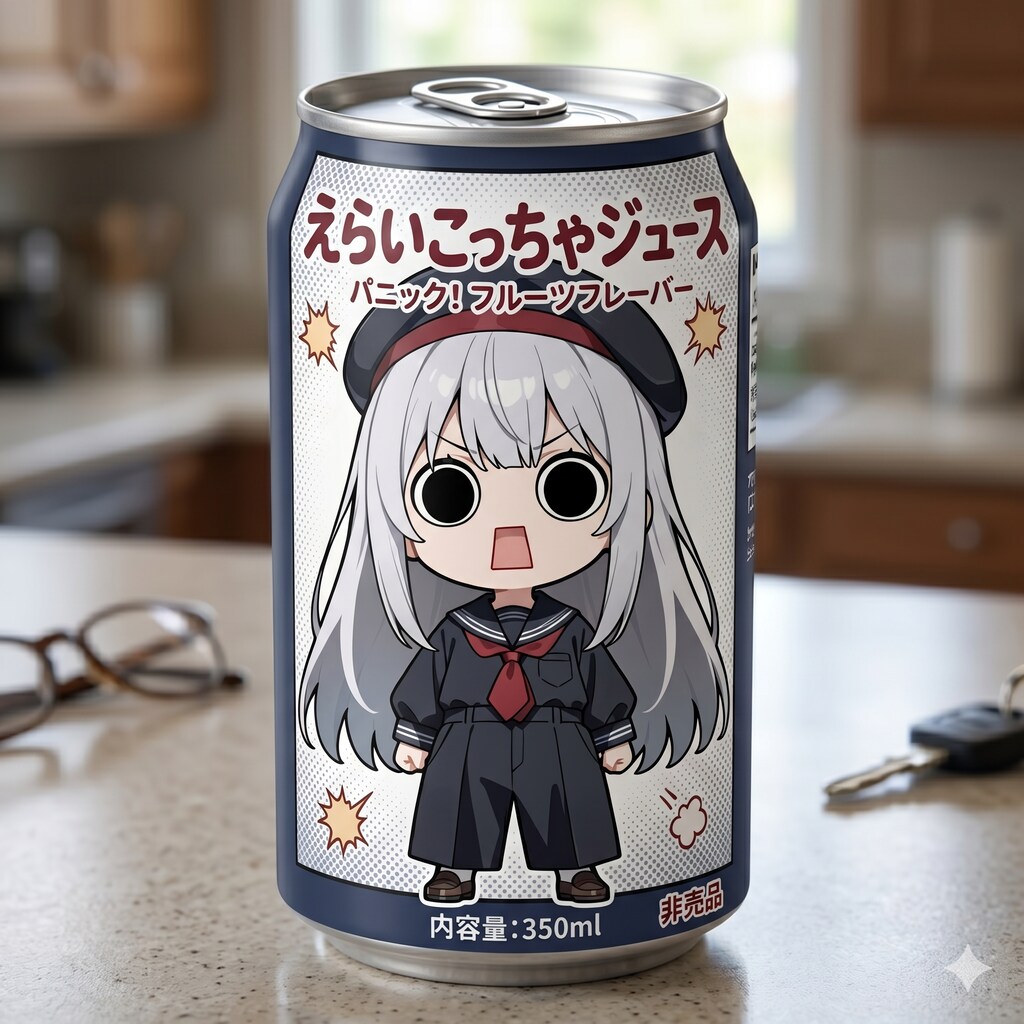 えらいこっちゃ嬢の缶ジュース