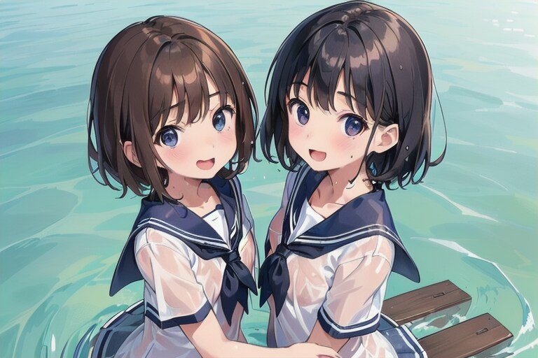 仲良し二人組(水遊び・その２)