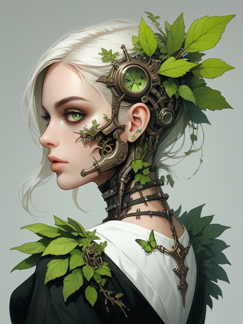 leaf skull & girl