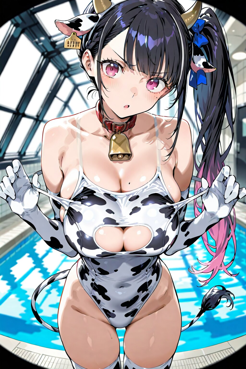 牛柄スク水の女の子