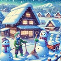 雪だるまと雪かき 7枚目