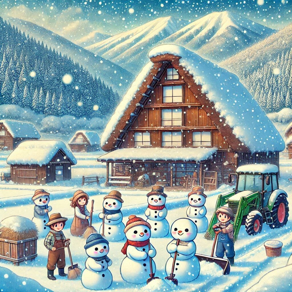 雪だるまと雪かき