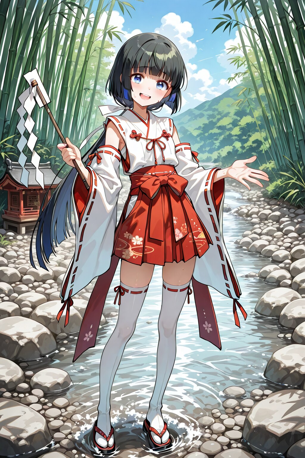 社の点検に来た巫女