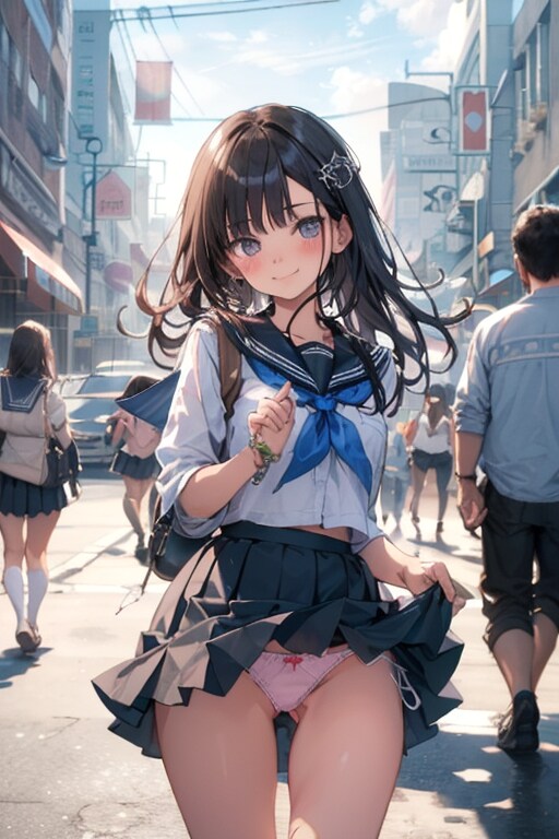 街中でチラ見せ