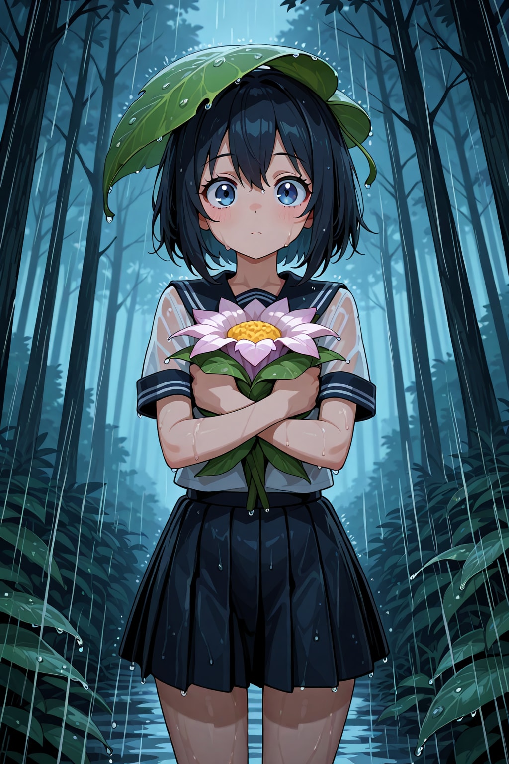雨の森で