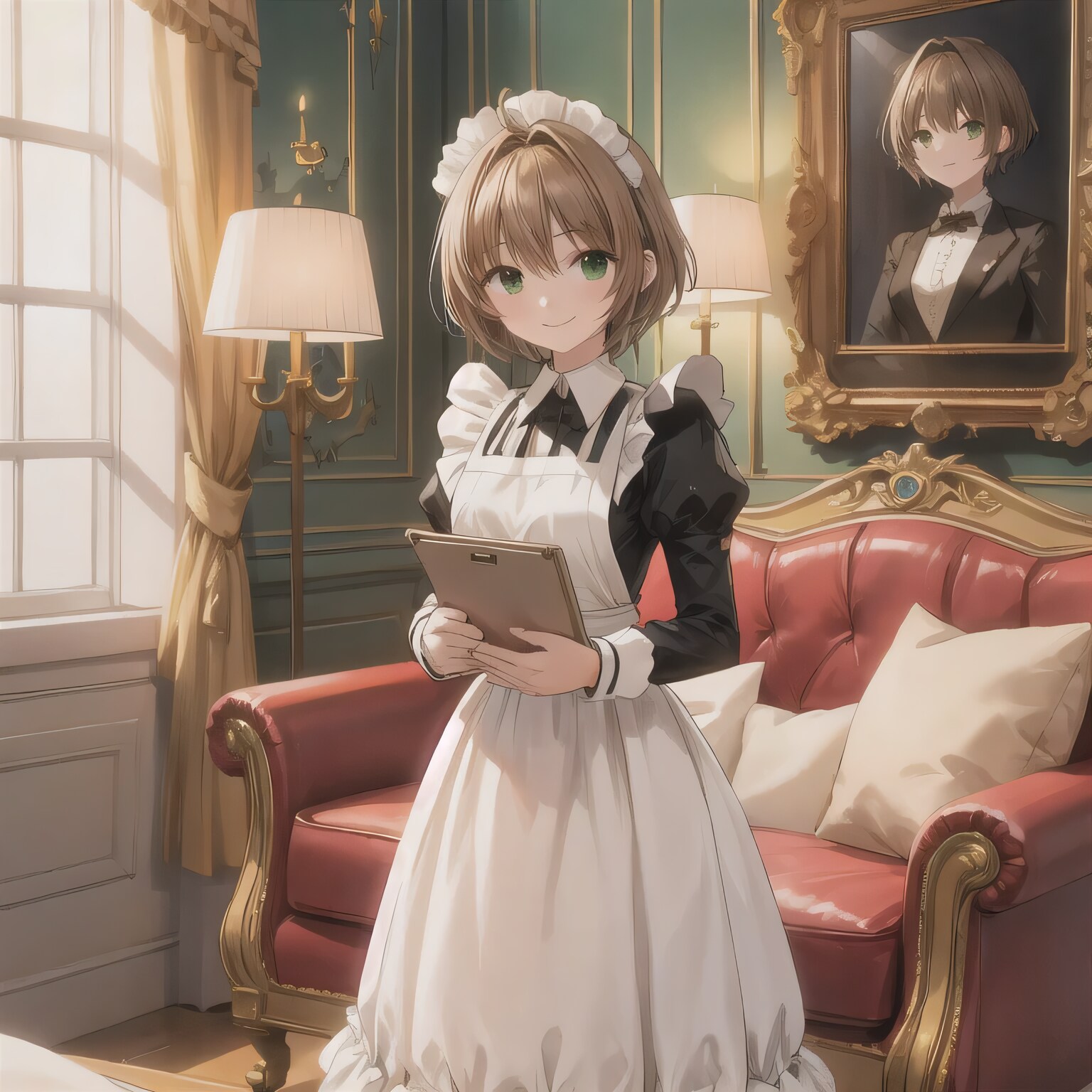 茶髪ボブでメイド服の少女８ | の人気AIイラスト・グラビア