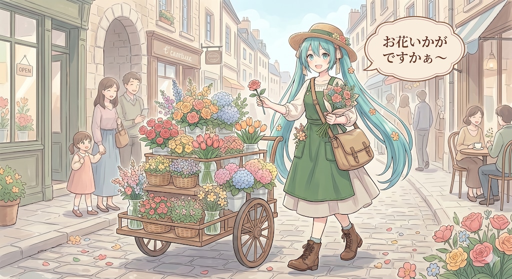 花売りのミクさん🌷