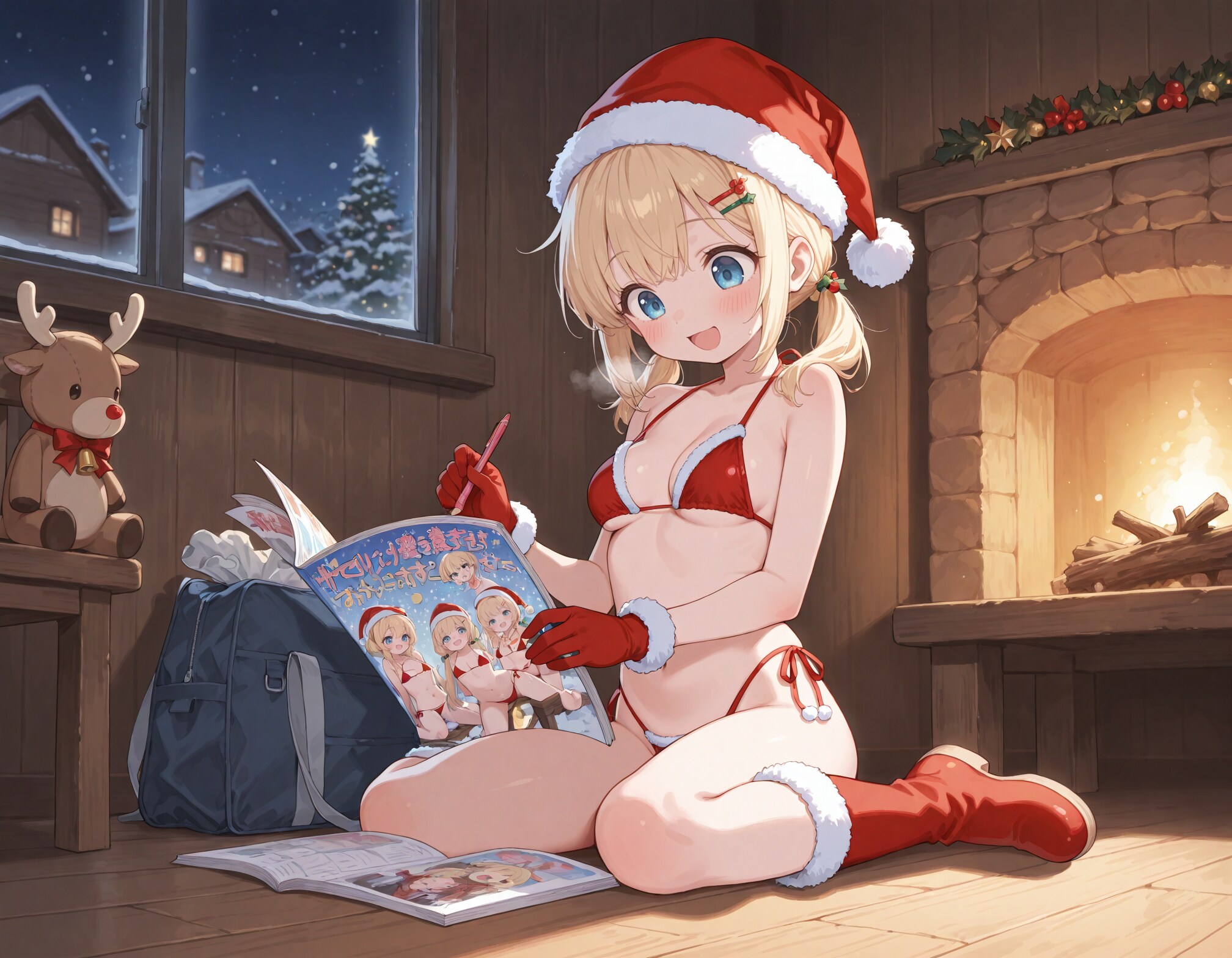 サークルチェック中のサンタ少女