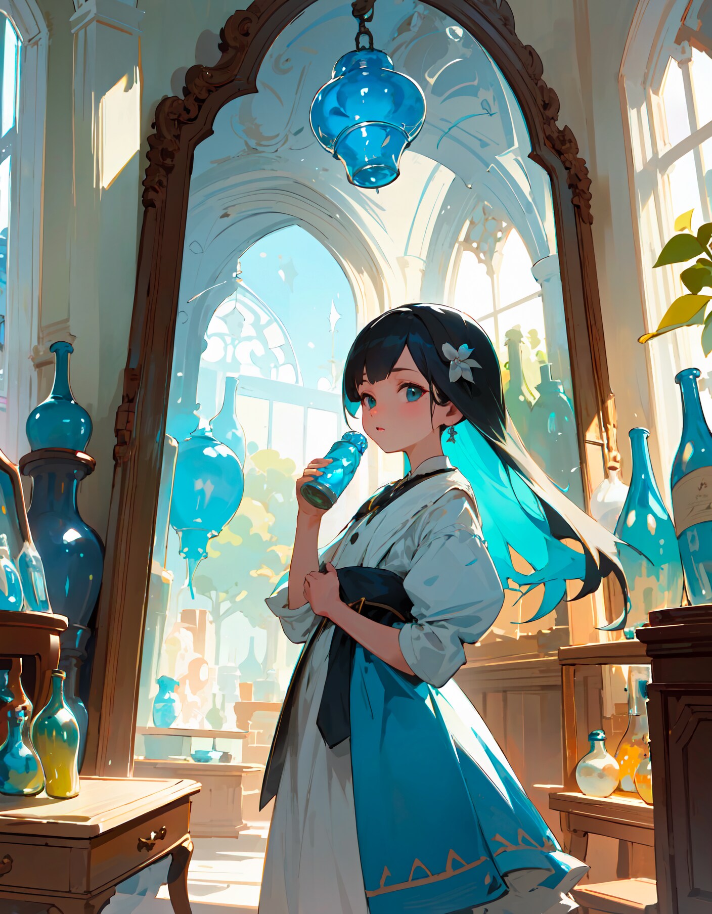 ガラス瓶工房の少女