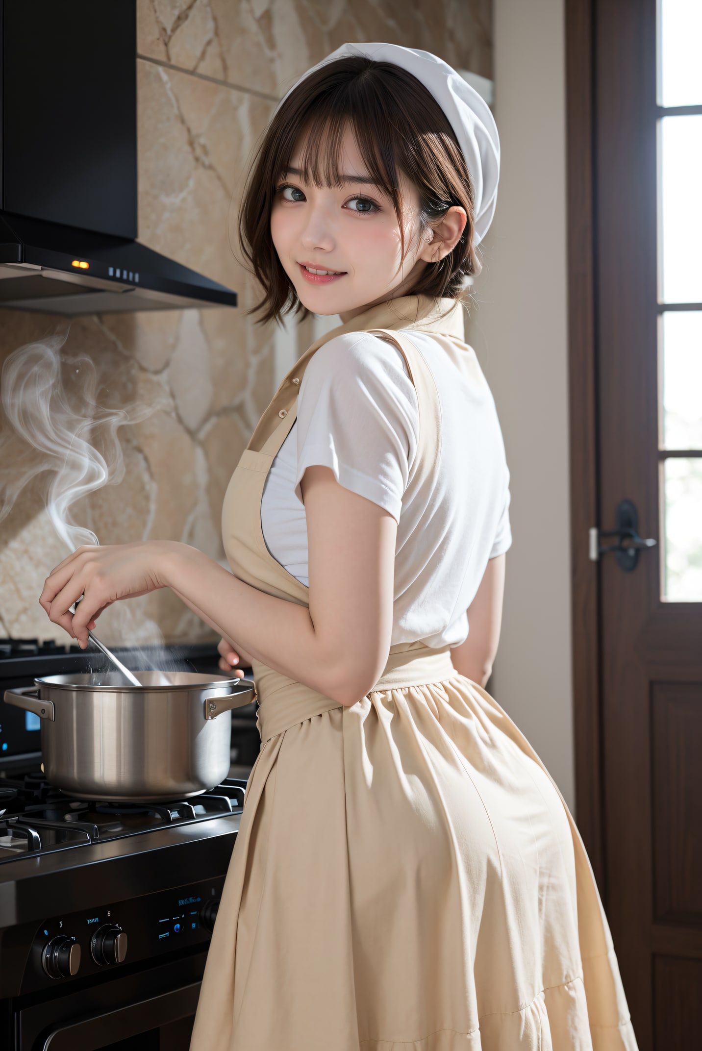 料理をする女性