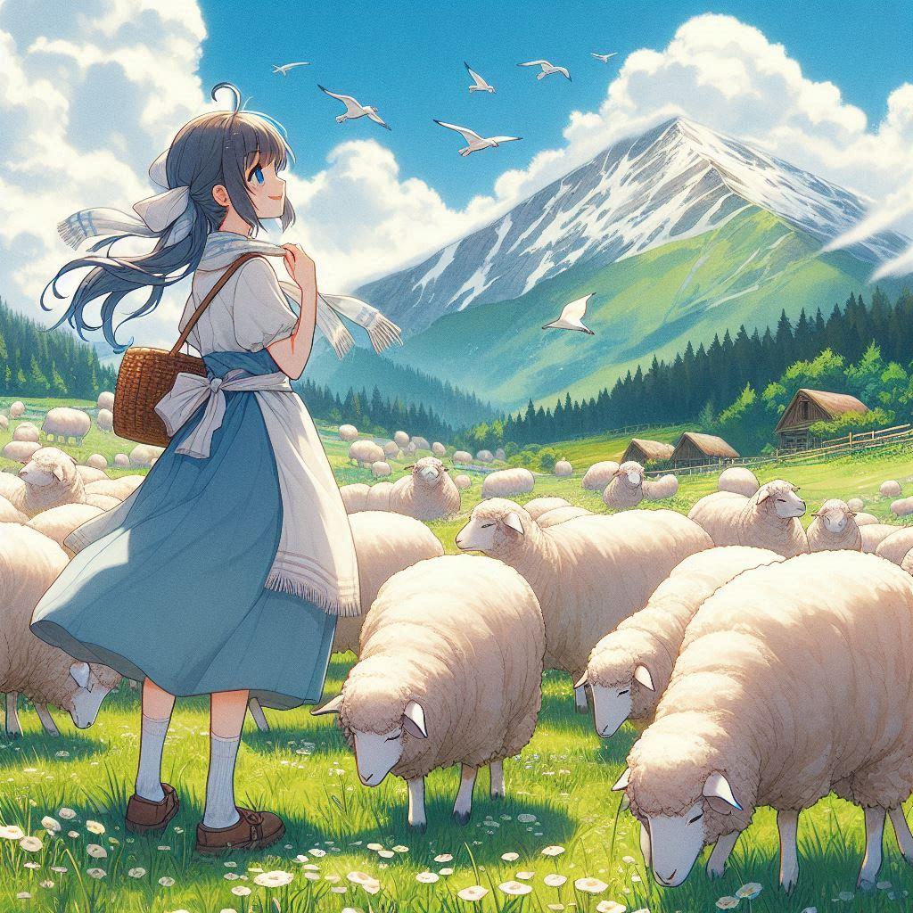 高原の羊牧場 | の人気AIイラスト・グラビア