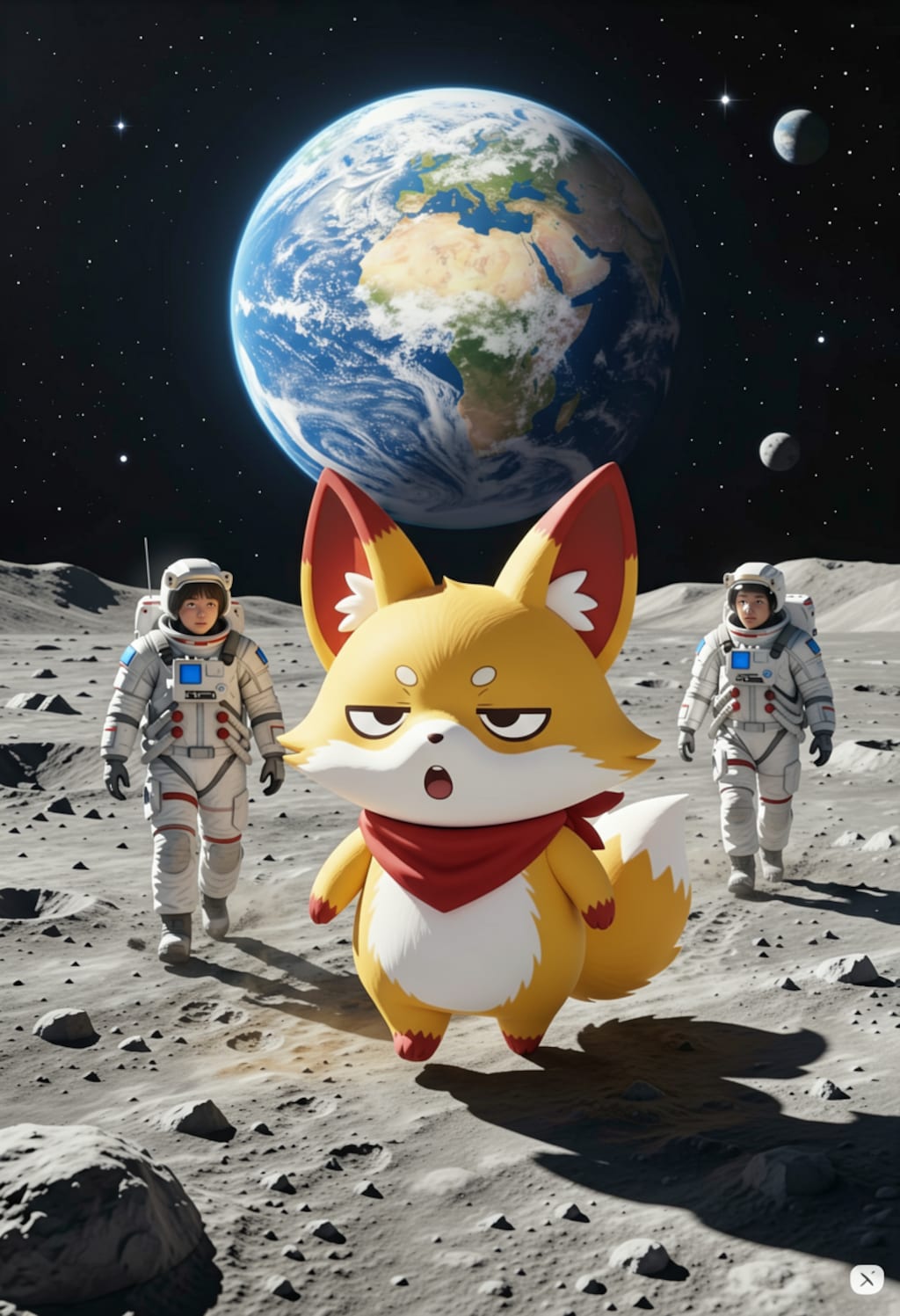 キツネ月に立つ