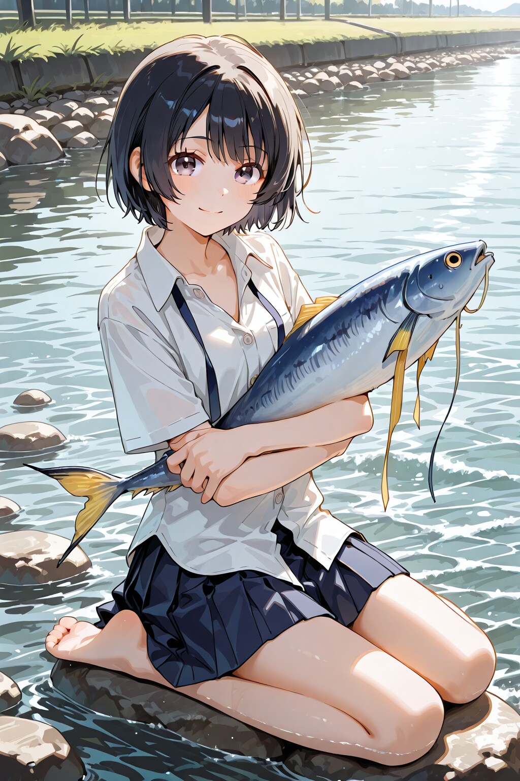 魚を捕まえた