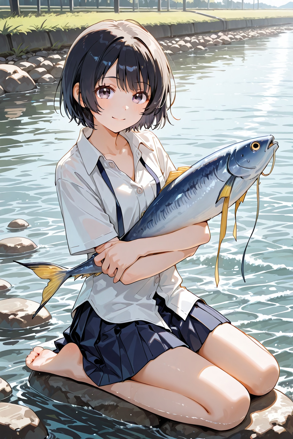 魚を捕まえた