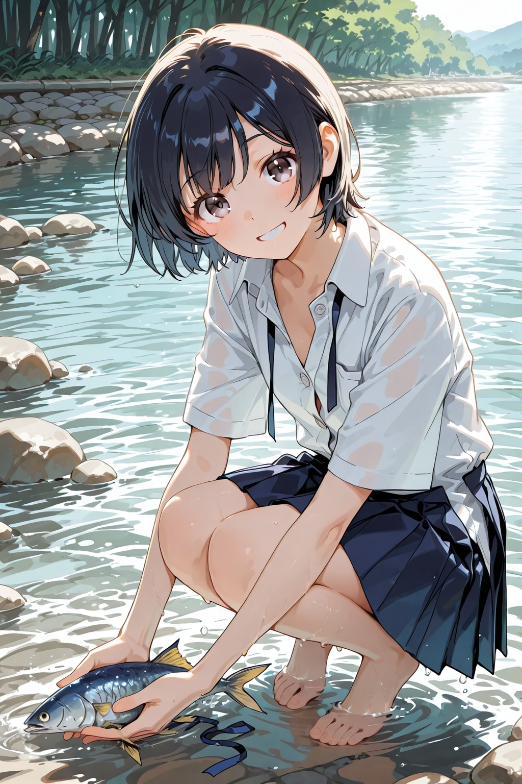 魚を捕まえた