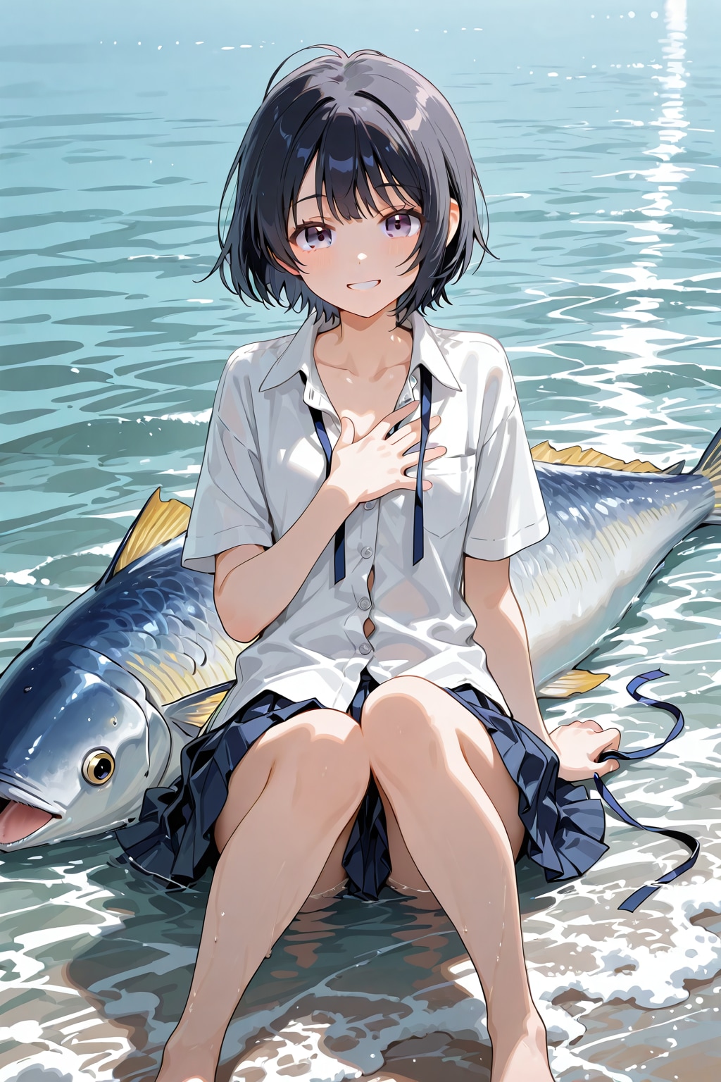魚を捕まえた