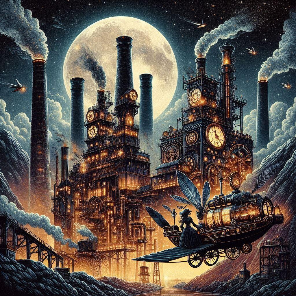 スチームパンク風炭鉱の月