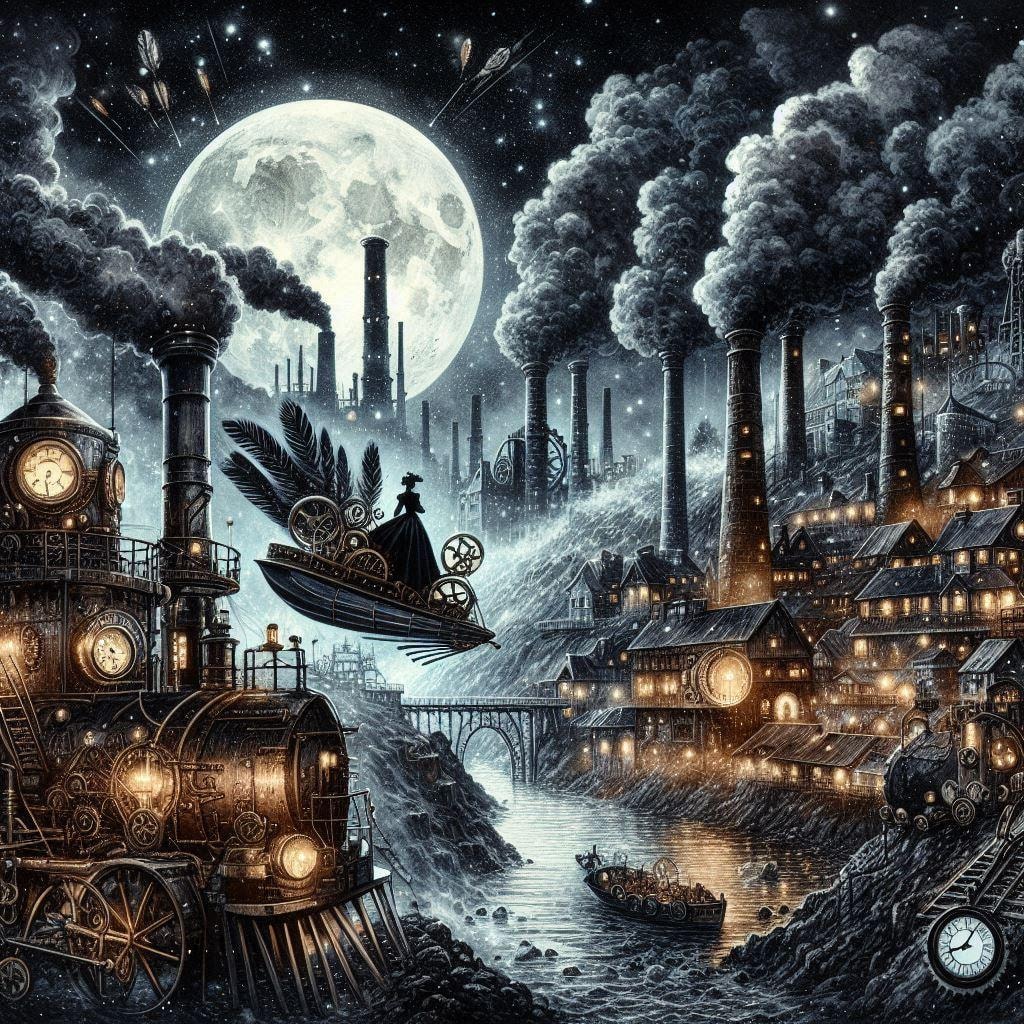 スチームパンク風炭鉱の月