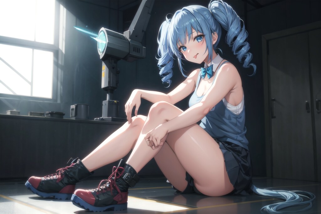 青い髪のツインドリルちゃん