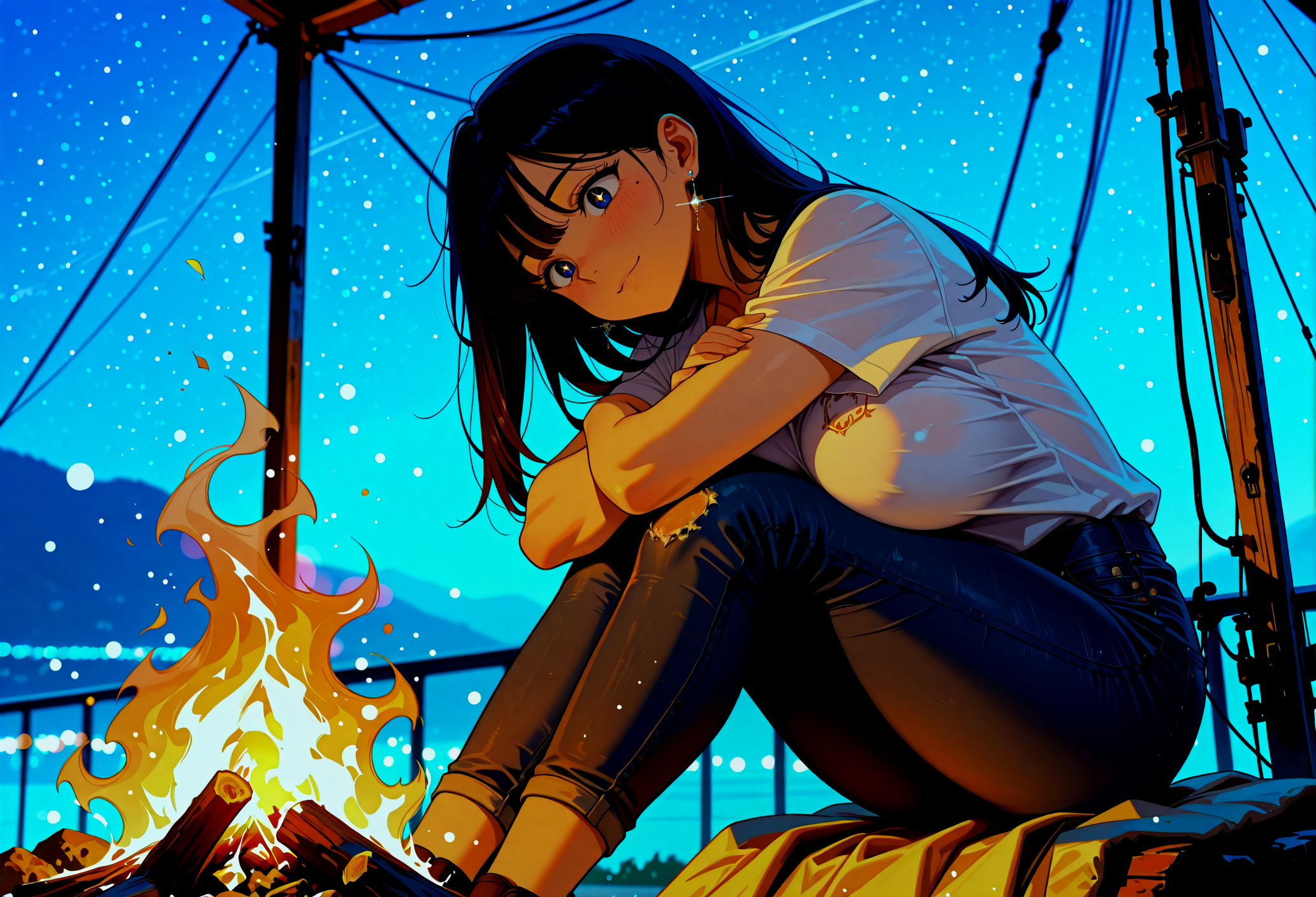 焚き火のゆらめき、星空の下で交わす吐息2