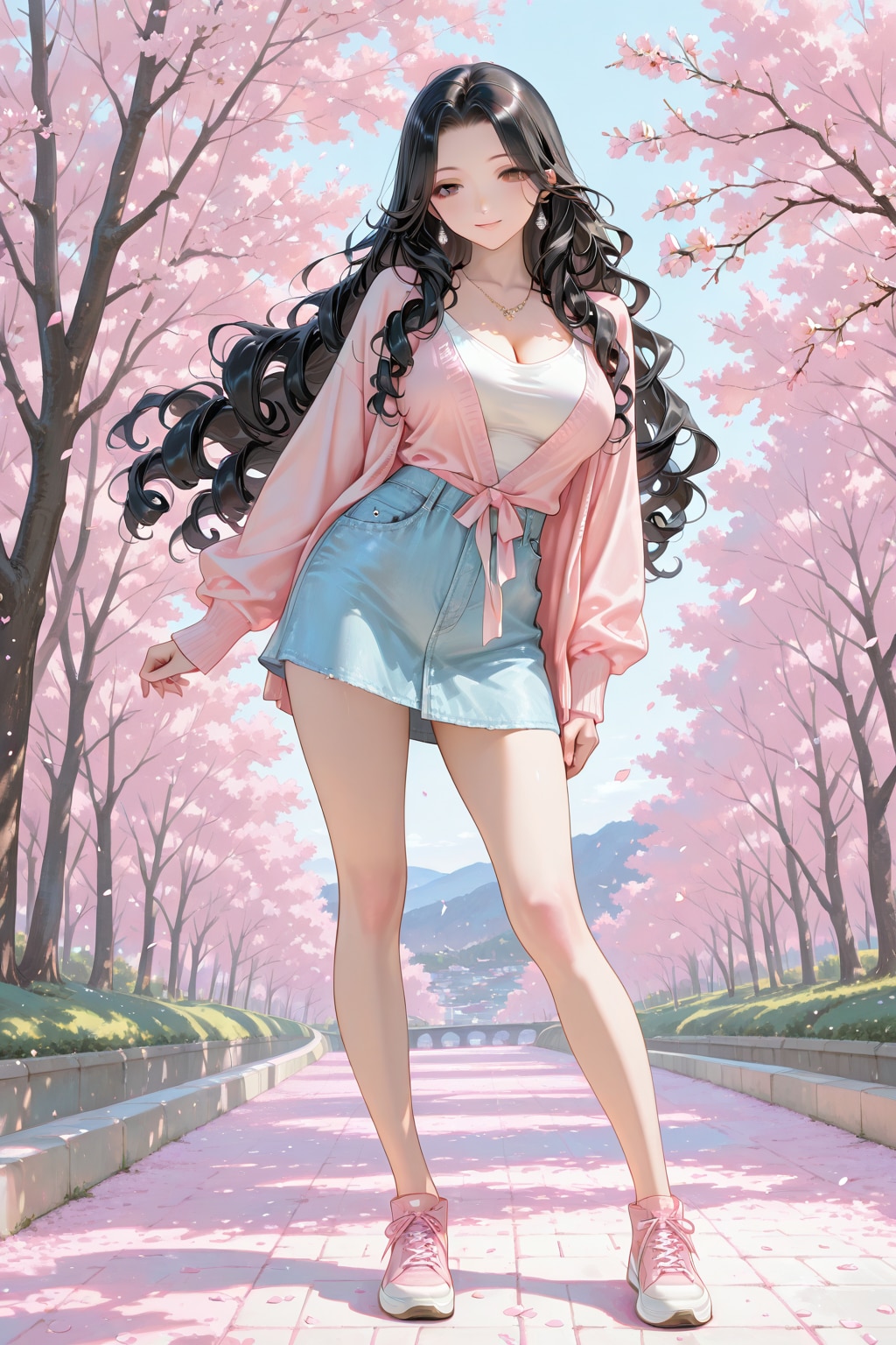 のぞみさん、春の川辺で