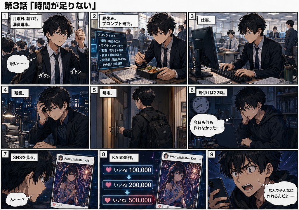 第3話「時間が足りない」ＡＩイラストバトル開幕～俺とイマ～(公式企画「ちちぷいマンガ祭り」参戦作品)