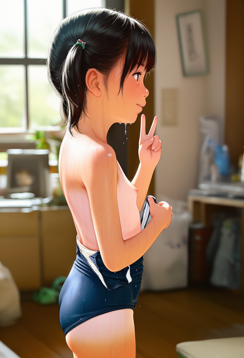 背中の日焼け跡を撮った勢いでおふざけショット