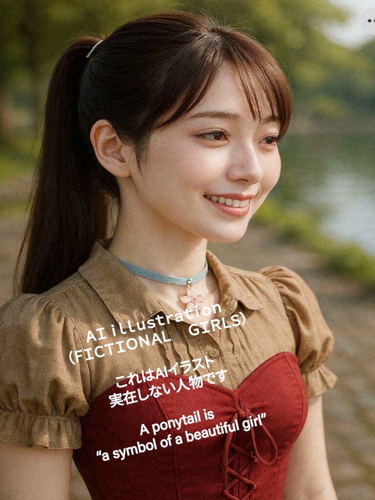 オフショットでポニーテールにしてもらったロングヘア美少女