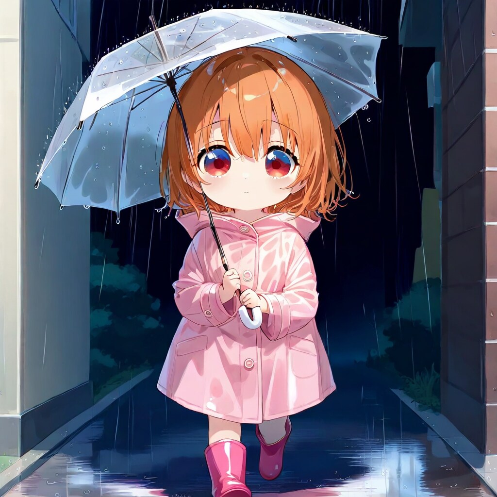 ららちゃんショートヘアー　レインコートの女の子