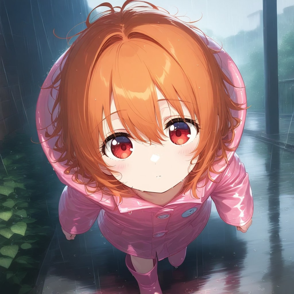 ららちゃんショートヘアー　レインコートの女の子