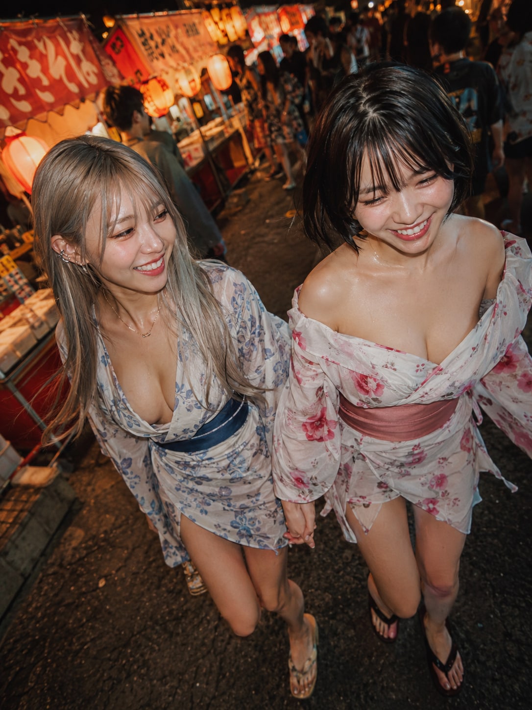 夏祭りではしゃぐギャル
