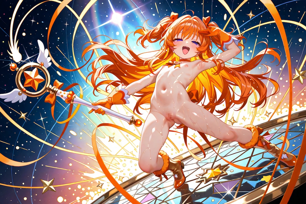 [12枚] 「心が熱く燃えるとき！オレンジの炎が覚醒する！転身！オレンジマギカ！」 「・・というお話だったのさ」 「わ～！おにいちゃんすご～い♥」（魔女っコの旅６４）