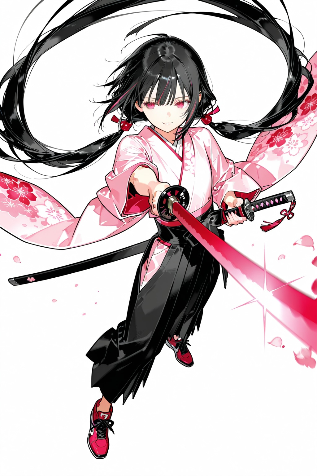 3体の袴スニーカー少女剣士フィギュア