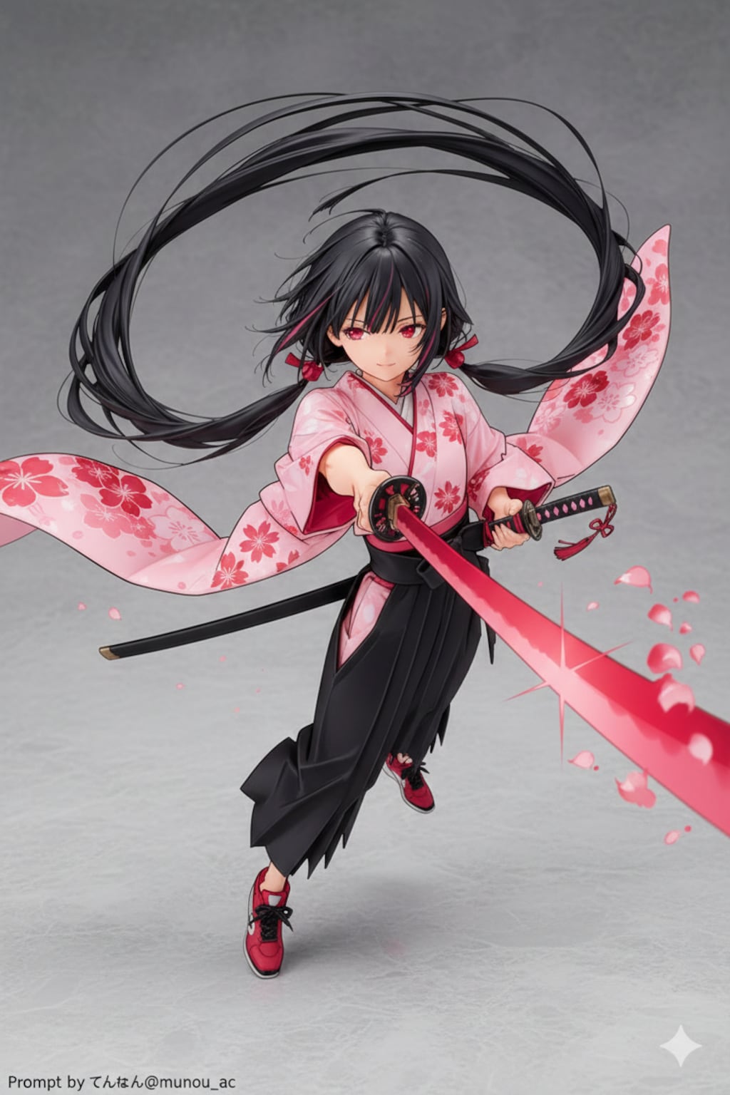 3体の袴スニーカー少女剣士フィギュア