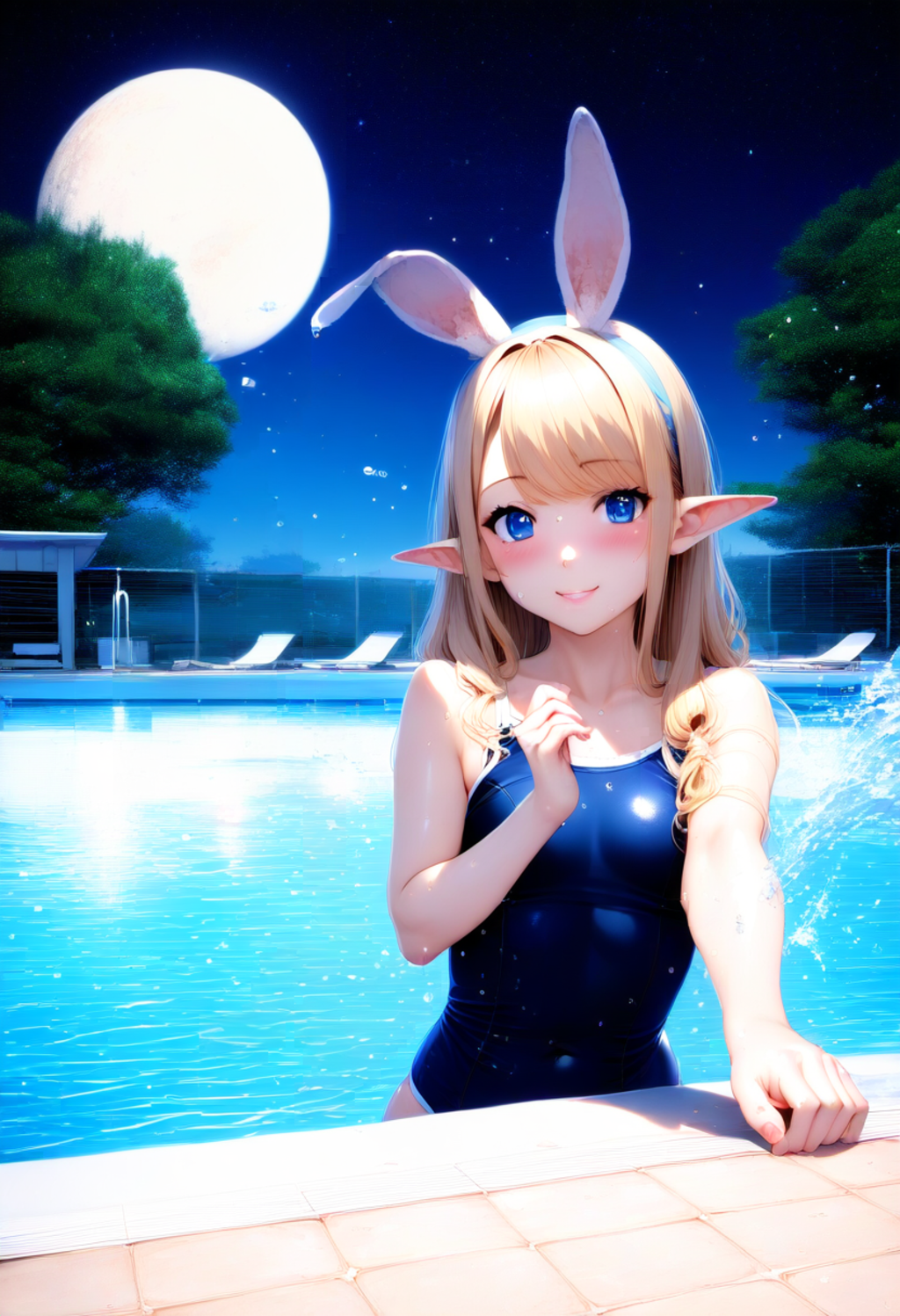 打ち上げ後のナイトプール