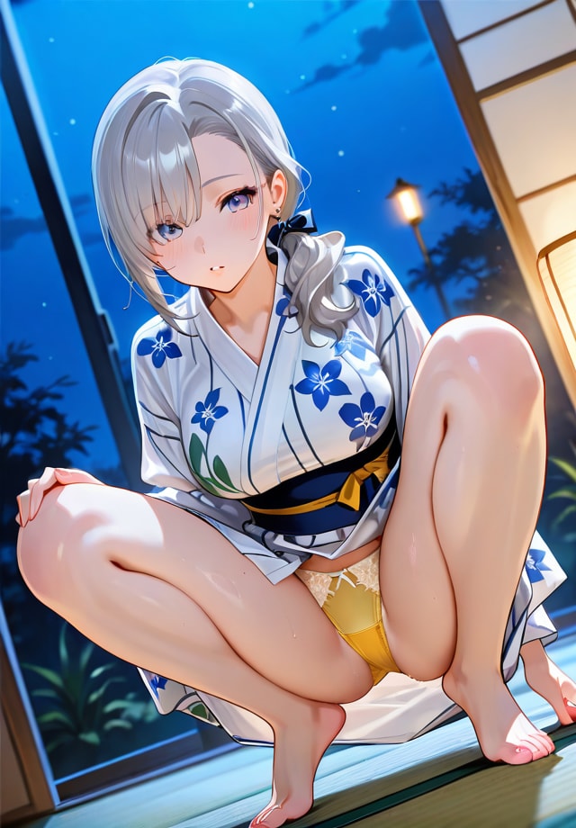 浴衣 ＋ M字開脚