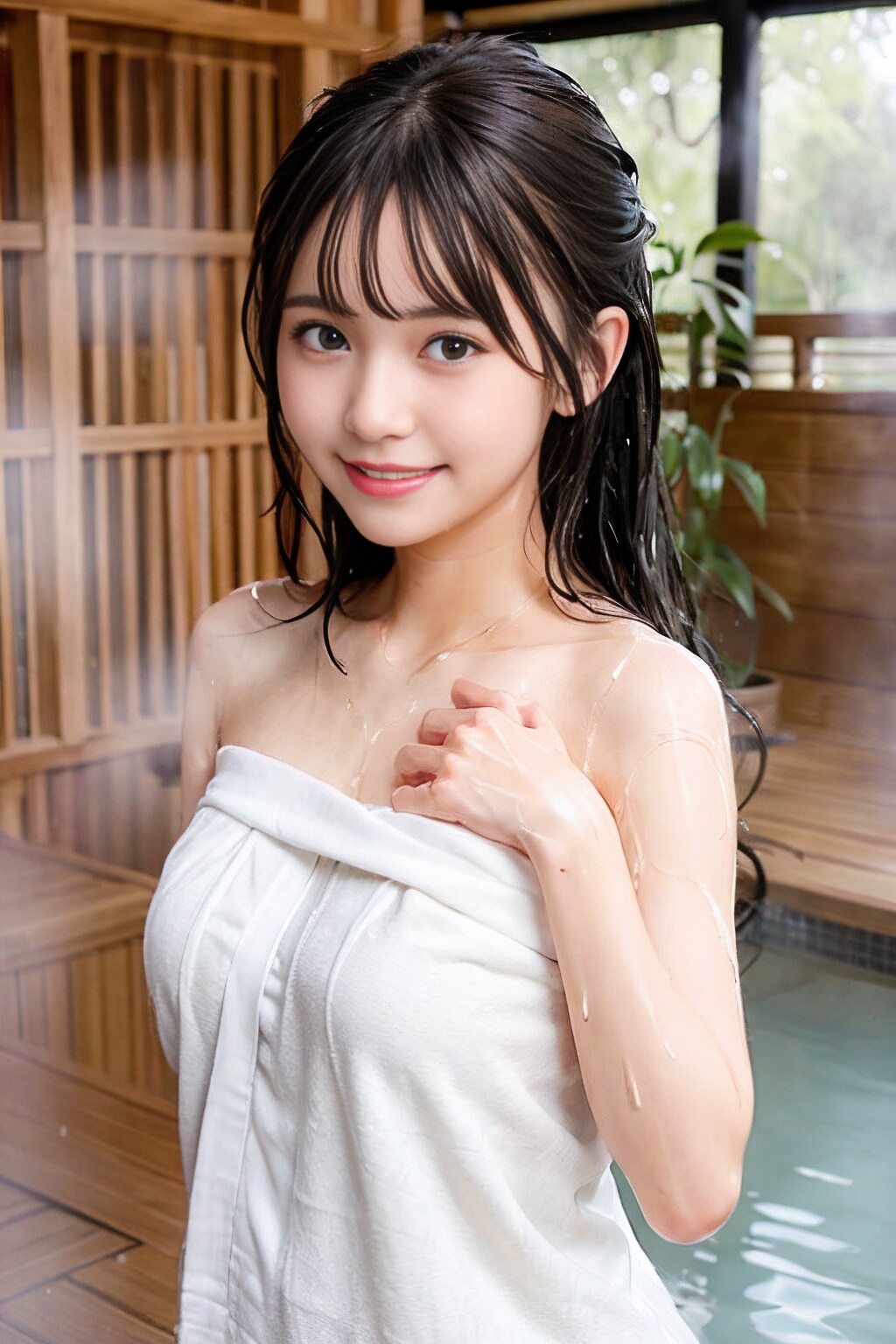 清楚系JK温泉にて、、