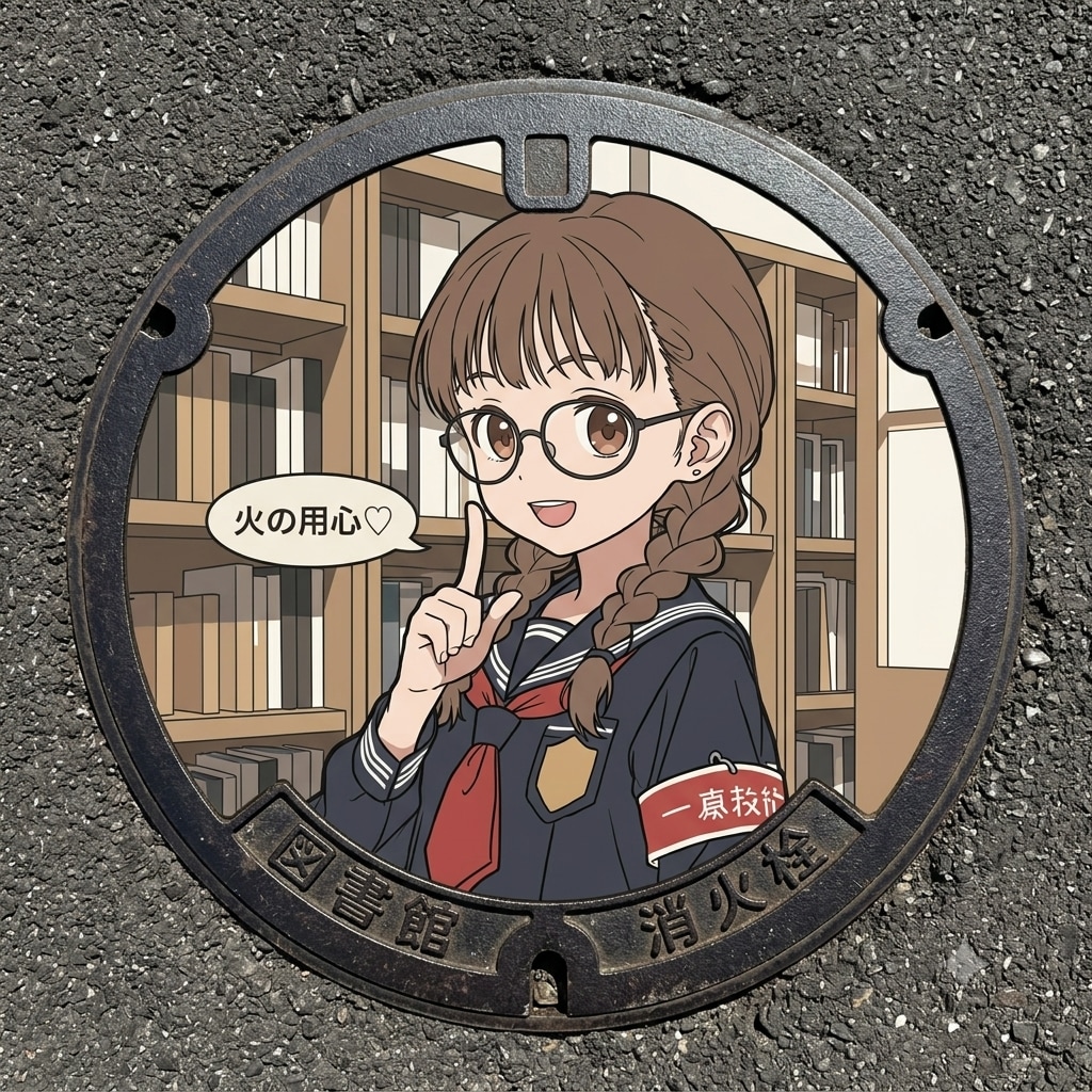 消火栓のマンホールに委員長ちゃん