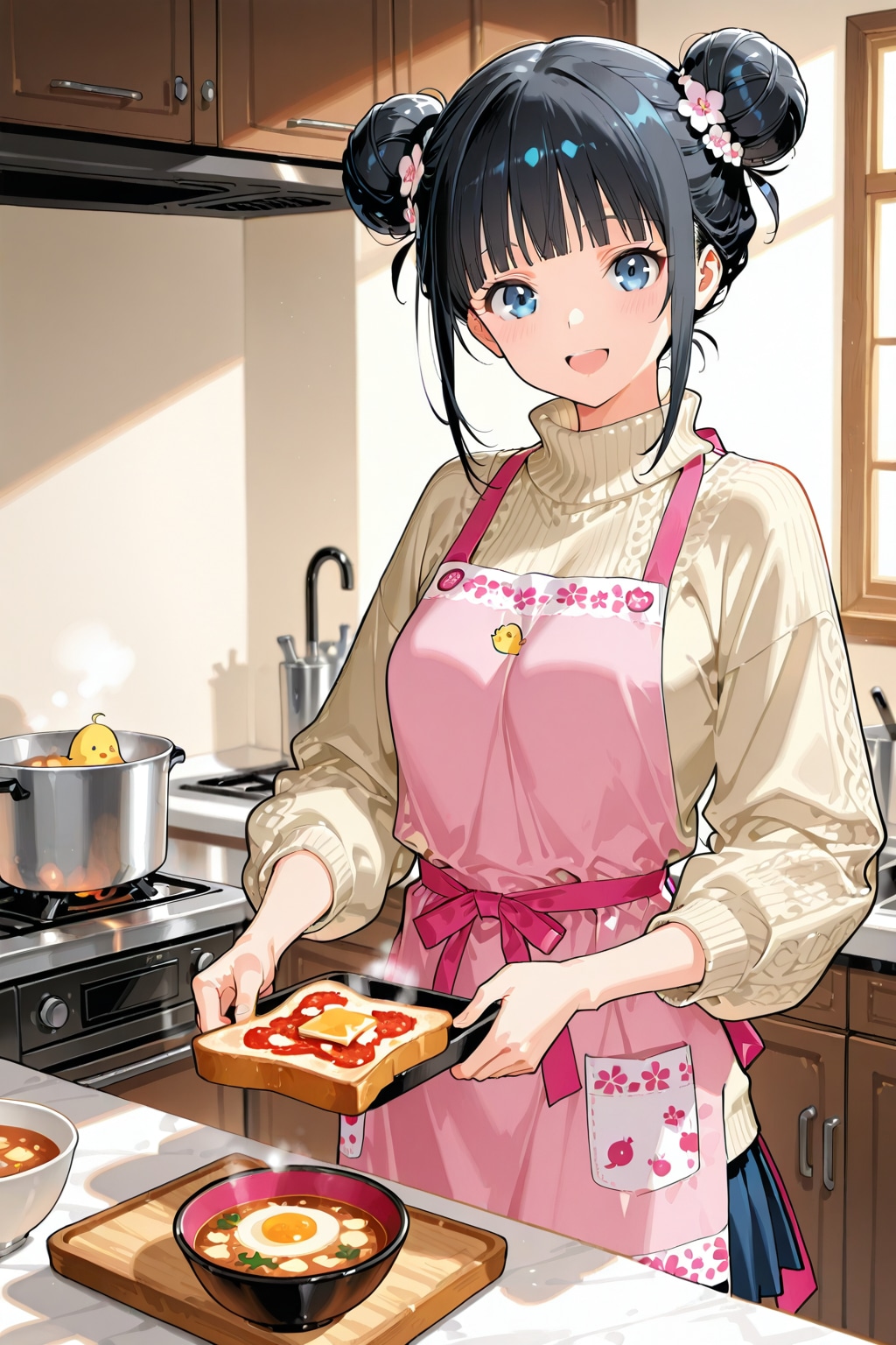 おだんごちゃん🍡✨と朝ごはん🍚✨　1/20 | の人気AIイラスト・グラビア