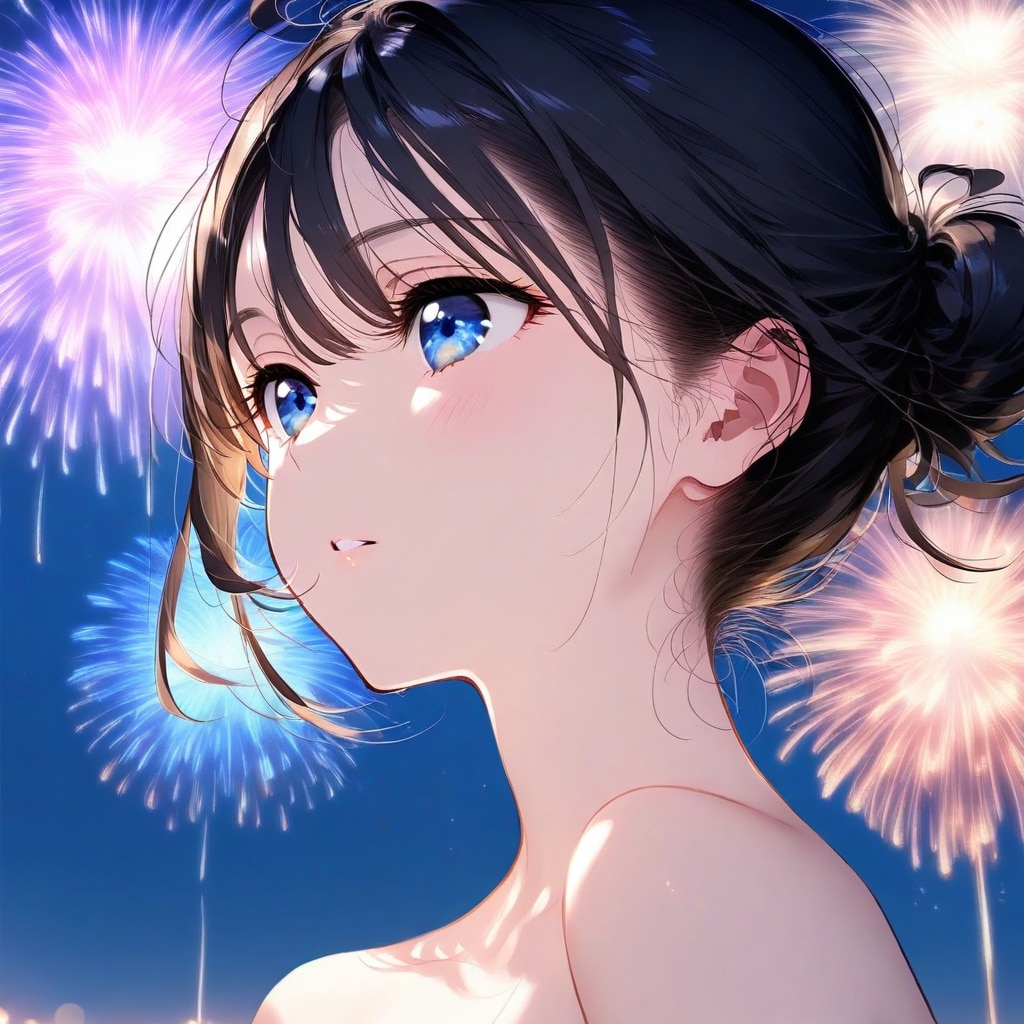 露天風呂から見る花火 | の人気AIイラスト・グラビア