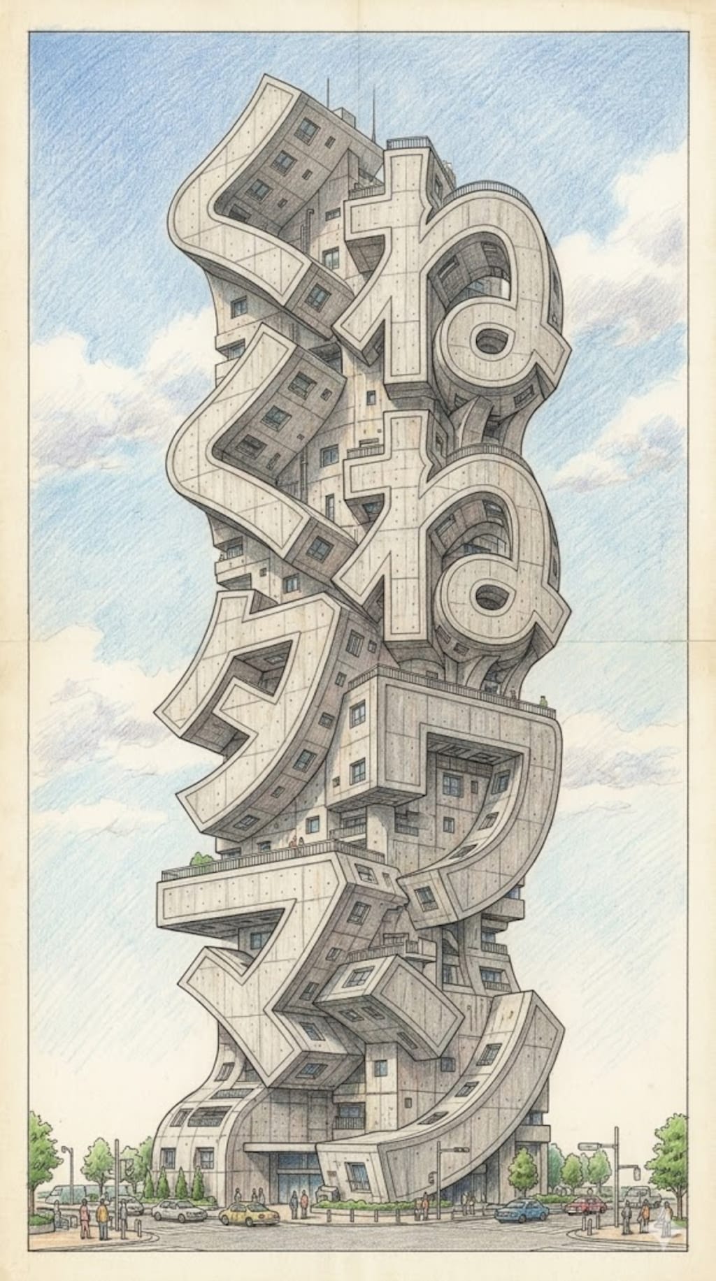 鉄筋コンクリートのくねくねタワマン