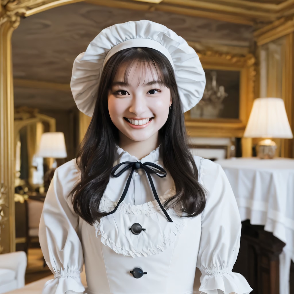 黒髪ロングでメイド服の美女８８