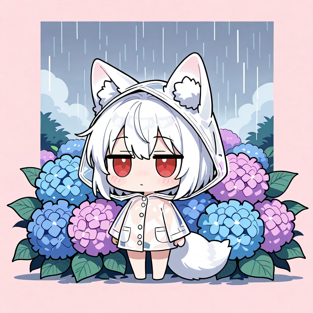 梅雨空と白狐さん