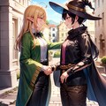 エルフ魔女と人間魔女の魔物討伐共闘終了後の握手 2枚目