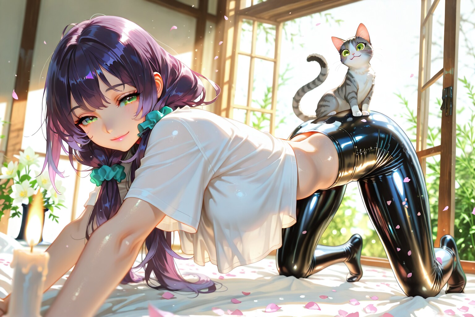 う〜ん❤️よ〜く伸ばして…っと❤️あ❤️ルーナちゃん❤️絵梨奈と一緒にストレッチしましょ❤️
