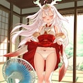 倶利伽羅天童が扇風機の前でスカートをたくし上げてパンチラ 4枚目